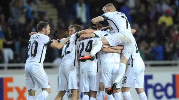 Los jugadores del Zorya celebran su victoria frente al Dinamo Kiev. Foto: Zorya