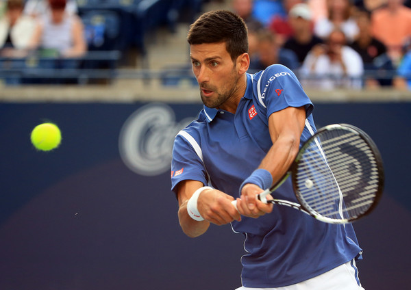 Djokovic in action at the Rogers Cup on Friday against Berdych (Photo by Vaughn Ridley / Source : Getty Images)