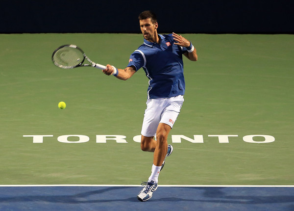 Djokovic in action at the Rogers Cup against Radek Stepanek (Photo by Vaughn Ridley / Source : Getty Images)