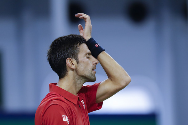 A tough day at the office for Djokovic against Roberto Bautista Agut in Shanghai (Photo by Lintao Zhang / Getty Images)