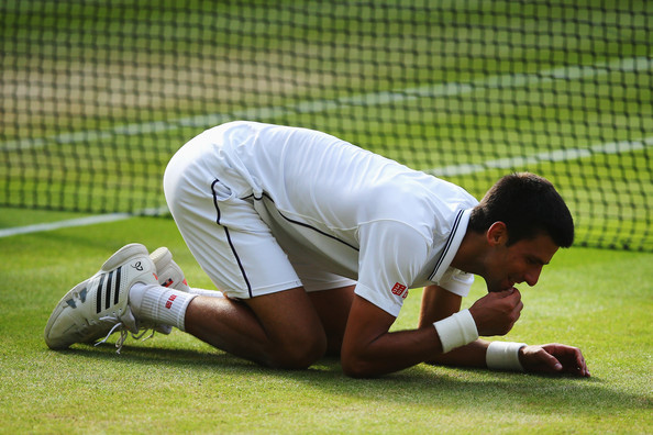 The Serb claimed his second Wimbledon title in four years after defeating Federer in a five-set match (Photo by Al Bello / Getty)