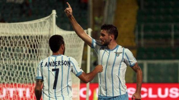 Djordjevic esulta dopo uno dei tre goal al Palermo, www.gazzetta.it
