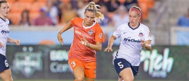 Rachel Daly has not played against Washington yet this season. | Photo: isiphotos.com va Houston Dynamo