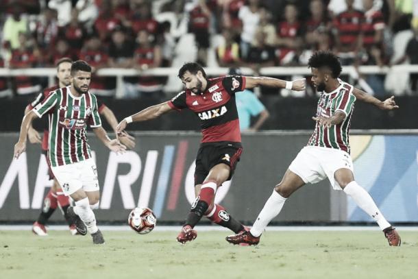Henrique Dourado volta a enfrentar o Fluminense, seu ex-clube. Foto: Gilvan de Souza/Flamengo