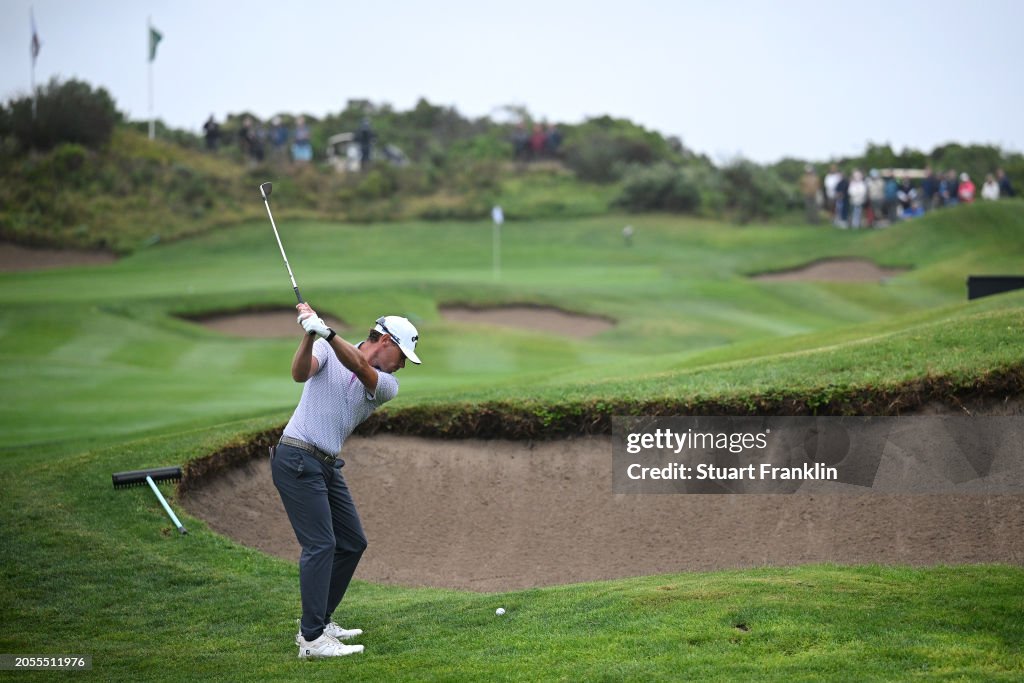 Jordan Gumberg of USAhits his second shot on the 18th hole play off during day four of the SDC Championship at St. Francis Links on March 03, 2024 in St Francis Bay, South Africa. (Photo by Stuart Franklin/Getty Images)