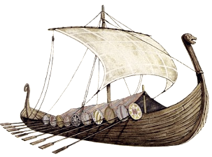 Drakkar vikingo, era el medio de transporte nautico de los escandinavos, dependiendo de su tamaño y longitud recibían un nombre u otro. Fuente: Wikicomons