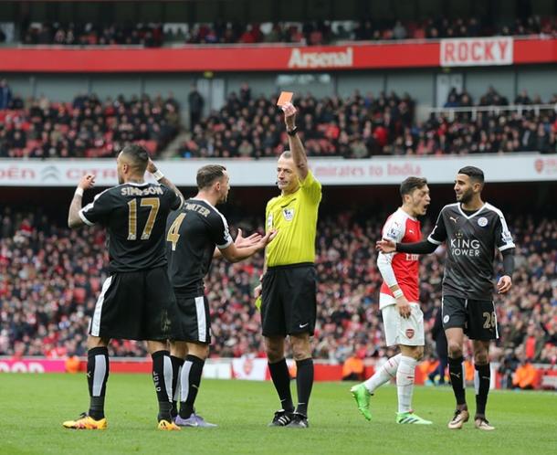 Atkinson gives Simpson his marching orders after two silly bookings in quick succession | Image: Getty