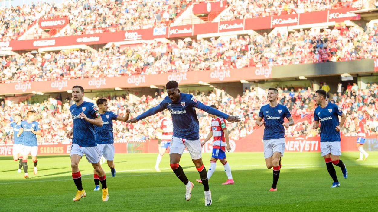Iñaki Williams celebrando su gol contra el Granada / Fuente: JPNN