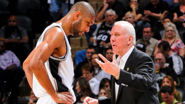 Tim Duncan and Gregg Popovich have combined for 5 NBA titles in their careers | Getty Images