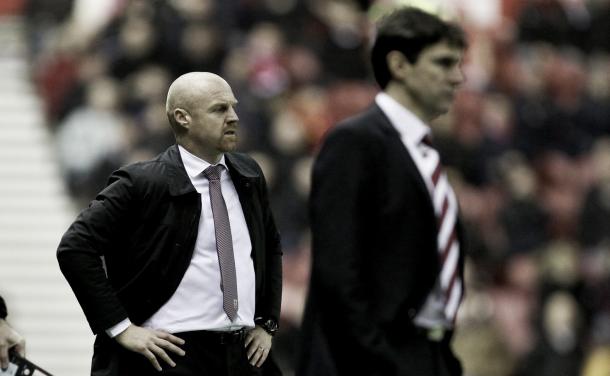 Burnley FC manager Sean Dyche against Middlesbrough FC manager Aitor Karanka