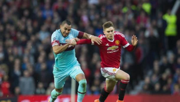 Varela battling for ball with Payet during United's FA Cup match with West Ham | Photo: Getty Images