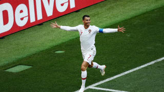 Cristiano Ronaldo celebrando un gol contra Marruecos. / Fuente: FIFA.