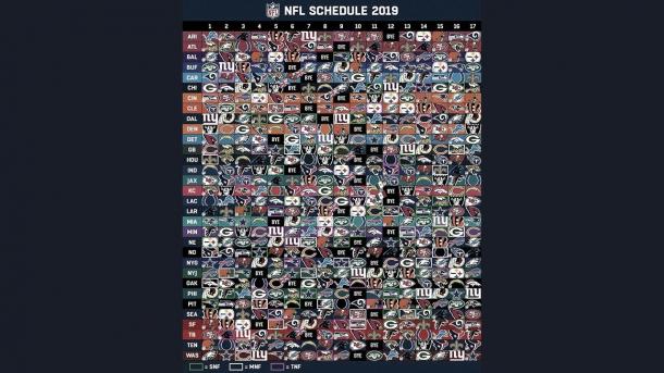 Este es el Schedule para la temporada 2019 de la NFL. Foto: NFL