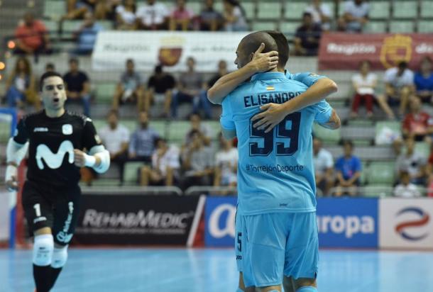 Movistar Inter celebra el tanto de Elisandro que se estrenaba como goleador en Murcia | @InterMovistar