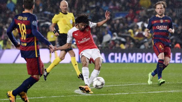 Elneny's first goal for Arsenal came in some style away at Barcelona | Photo: Sky Sports