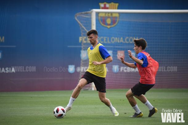 Calavera y Serrano entrenando en la Ciudad Deportiva. FOTO:Noelia déniz
