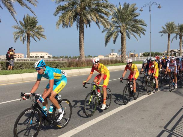 España trabajó para la neutralización y para llevar cómodo a Cortina | Fuente: UCI Doha 2016.