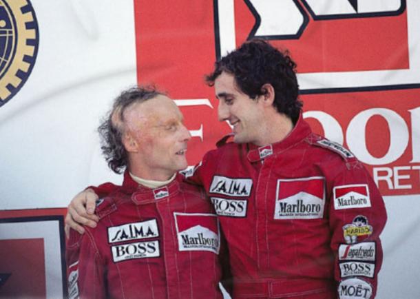 Lauda e Prost no GP de Portugal em 1984 (Foto: Reprodução / McLaren)