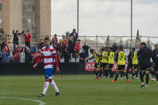 Los jugadores del Murcia celebran la victoria | Foto: David López Córdoba / VAVEL