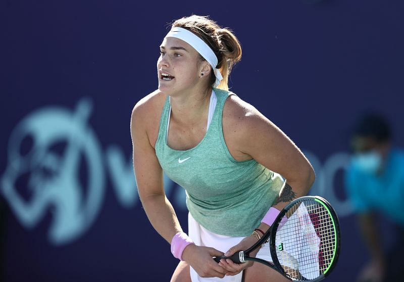 Sabalenka in action against Rybakina in the Abu Dhabi quarterfinals/Photo: Francoise Nel/Getty Images