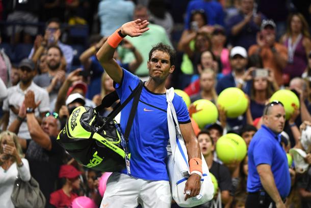 Rafael Nadal leaves Arthur Ashe Stadium at the US Open in New York City/Getty Images