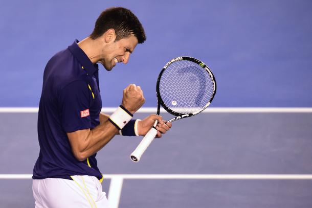 Novak Djokovic celebrates after winning a point against Andy Murray during the 2016 Australian Open - Men's Singles final. | Photo: Ben Solomon/Tennis Australia