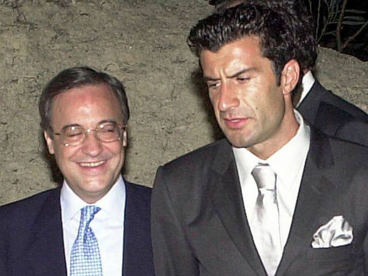 Florentino Pérez con Luis Figo