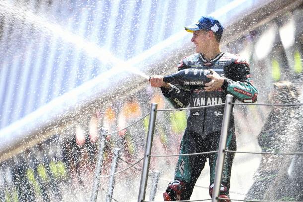 Fabio Quartararo celebra su podio. Foto: Petronas Yamaha Sepang Racing Team