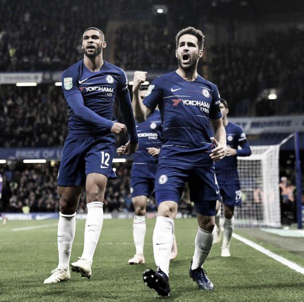 Fabregas, el gol del Chelsea. Foto: Chelsea,