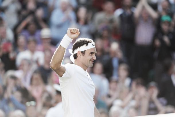 Federer festeja su buen juego, FOTO: Wimbledon