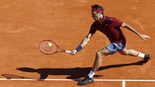 Federer volleys a forehand. Credit: ATP World Tour/Getty Images