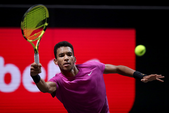 Auger Aliassime with the forehand return Christof Koepsel