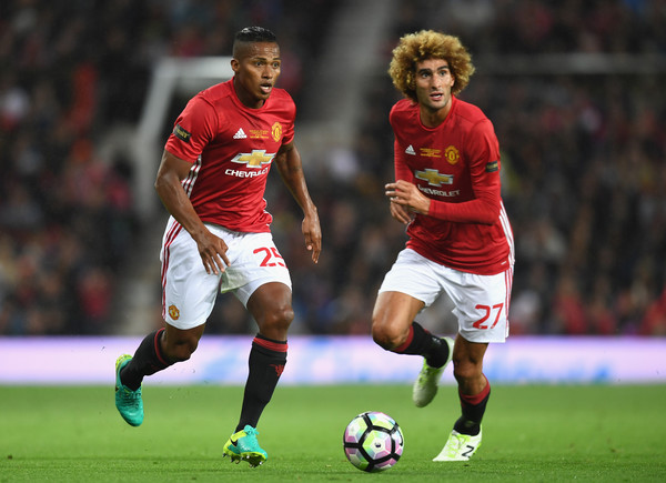 Fellaini in action during the Wayne Rooney Testimonial against Everton