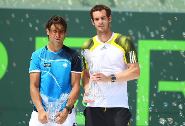 Ferrer and Murray following their epic in the Miami Open final in 2013 (Photo by Al Bello / Source : Getty Images)