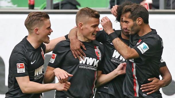 Finnogason celebrates his early goal at the Volkswagen Arena | Photo: Bundesliga