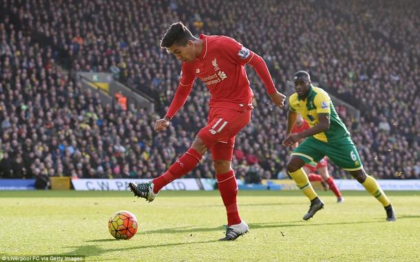 Firmino scores his first against Norwich (photo: Getty Images)
