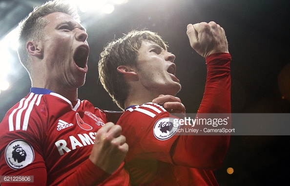 Viktor Fischer celebrates fellow new face de Roon's goal v Manchester City | Photo: GettyImages/ 