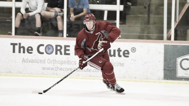 CHristian Fischer is another big forward in the Coyotes' arsenal. Photo by Norm Hall.