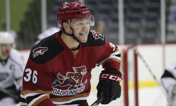 Christian Fischer hopes to scoring some goals for the Coyotes soon. Source: tucsonroadrunners.com