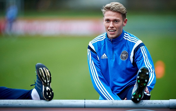 Fischer in training with Denmark, for whom he has eight full caps | Photo: Lars Ronbog/Frontzone Sport