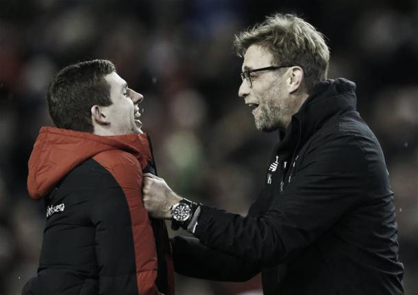 Flanagan and Klopp share a post-match moment (image: squawka.com)