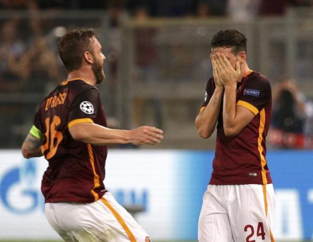 L'incredulità di Florenzi dopo il gol da centrocampo al Barcellona - Foto Getty Images
