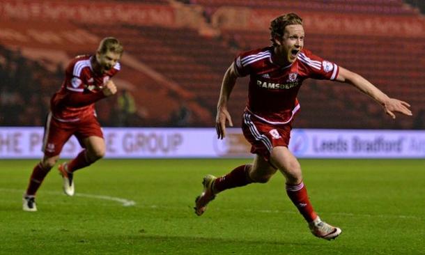 Forshaw wheels away after scoring the winner in a vital Championship v Reading | Photo: Richard Lee/BPI
