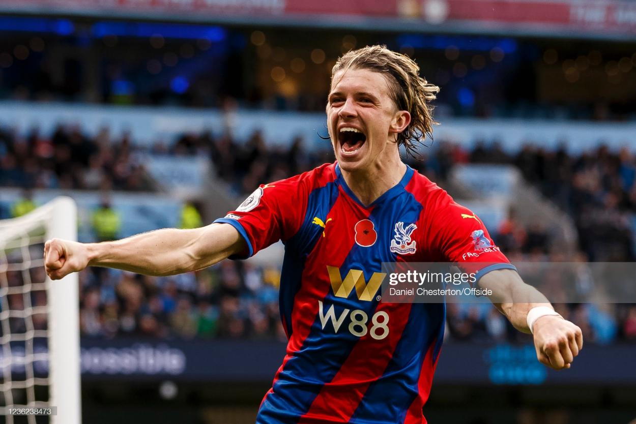 (Photo: Daniel Chesterton/Offside/Offside via Getty Images) Palace's star loanee Conor Gallagher sealed Palace's last win at the Etihad in their 2-0 victory