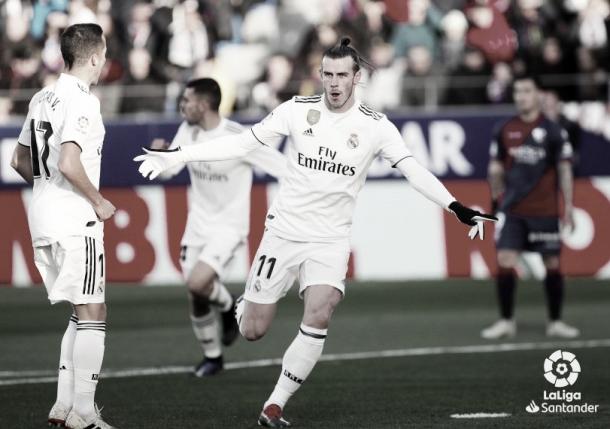 Gareth Bale celebra el único gol en El Alcoraz | Foto: LaLiga