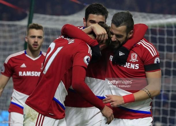 Gaston Ramirez (L) celebrates his winner against Hull City | Photo: Getty Images/Lindsey Parnaby