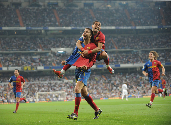 Piqué celebrando su gol en el Bernabéu I Foto: falso9sports.com