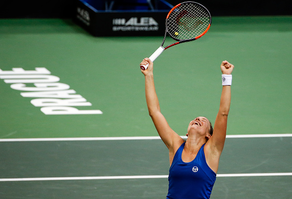 Barbora Strycova celebrates her emotional win | Photo: Srdjan Stevanovic / Getty