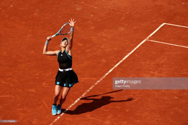 Muguruza in action during her first round victory (Getty Images/Adam Pretty)