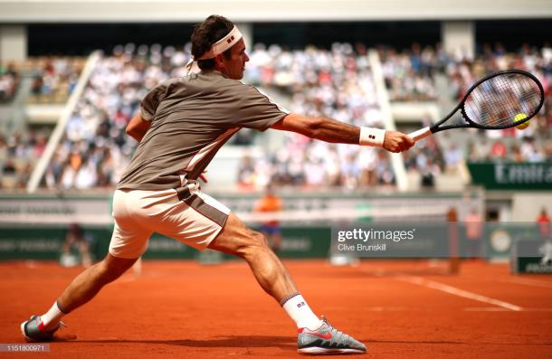 Roger Federer in action today (Getty Images/Clive Brunskill)